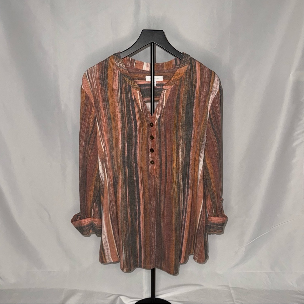 New Directions Brown & Black Blouse – Size 3X – GUC